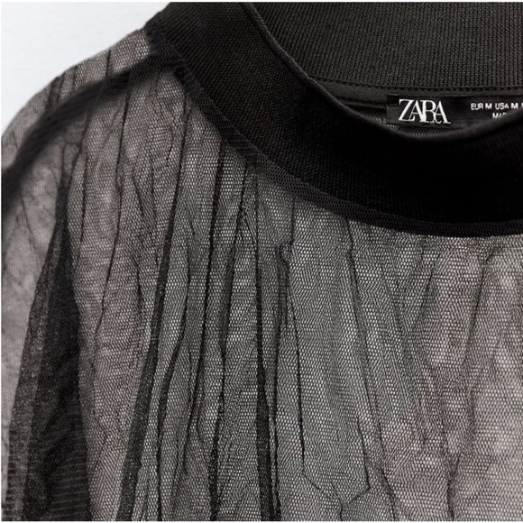 Zara Elegant Black Sheer Blouse - Picture 9 of 9